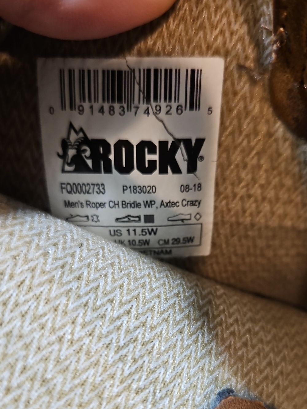 Rocky Men’s Brown Leather Western Work Boots - Picture 3 of 7